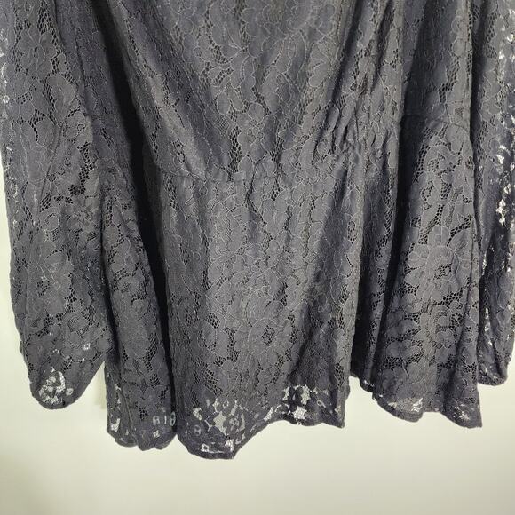 Torrid Top Womens Size 4X Black Peplum Lace Puff Blouson Sleeve Sweetheart Neck - Picture 8 of 16